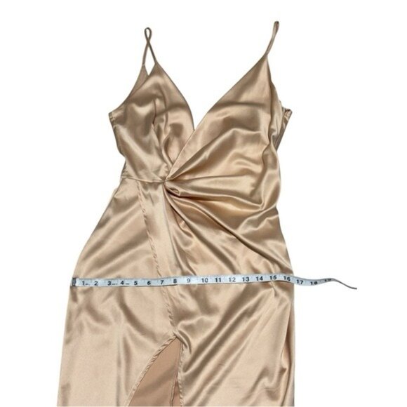 Meshki Satin Elegant Cream Draped Dress Size S - Picture 8 of 11